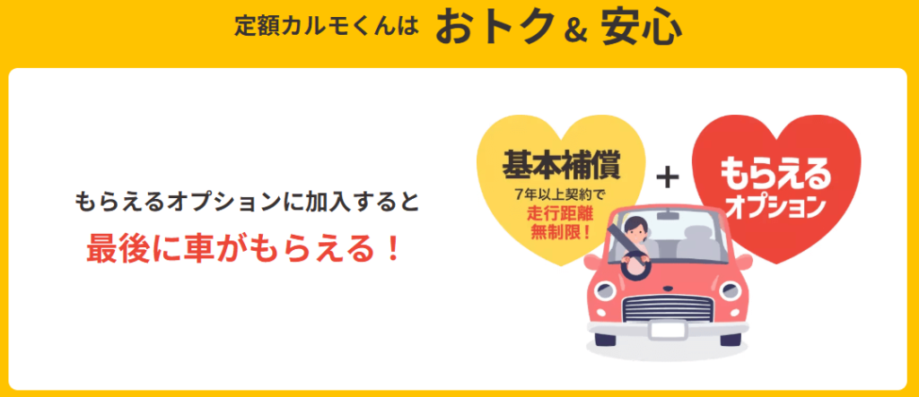 定額カルモくんのもらえるオプション（公式サイトより引用）