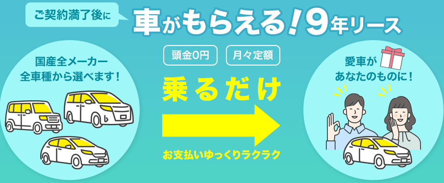 9年契約もらえる（コスモマイカーリース公式サイト引用）